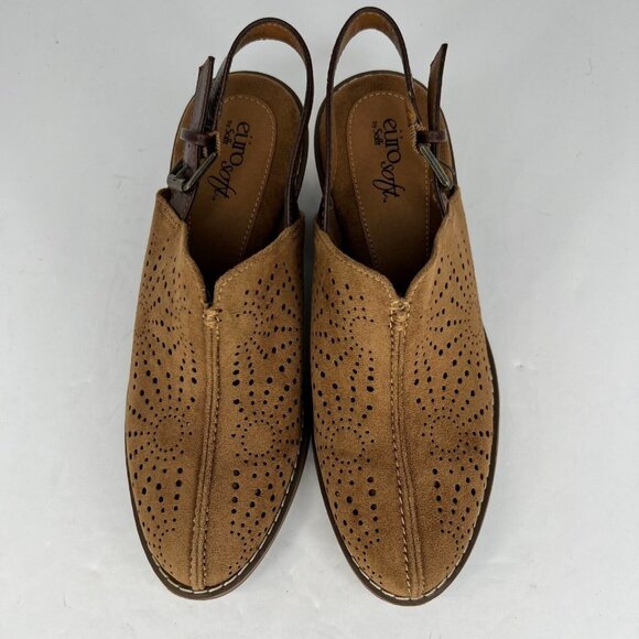 Soft Eurosoft WomensTulip Sling Brown Vegan Block Heel Slingback Size 7 M Mules - Picture 4 of 10